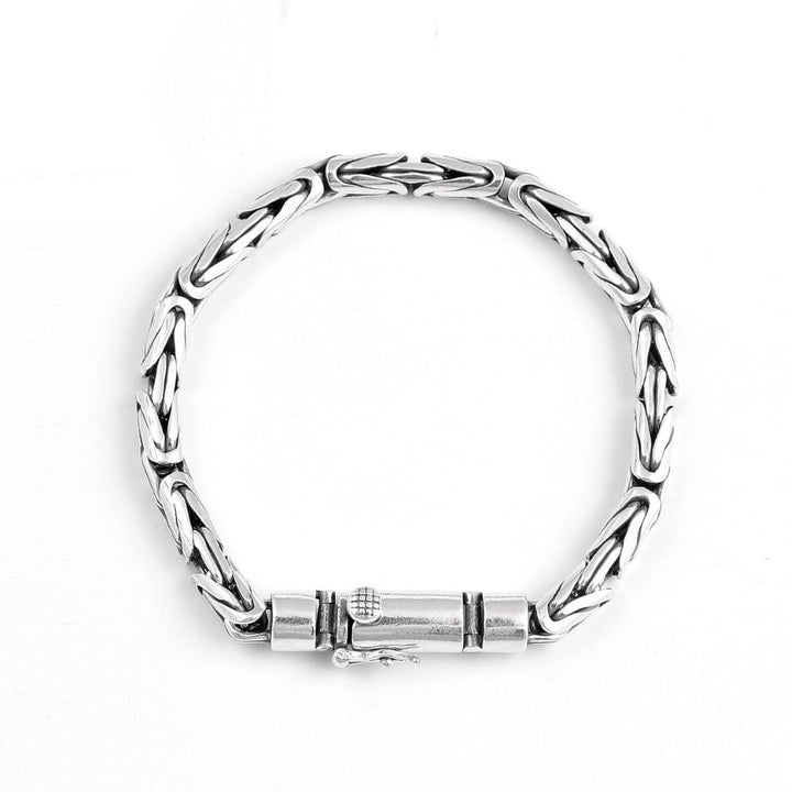 Men's Sterling Silver Latch Clasp Byzantine Chain Bracelet