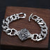 Men's Sterling Silver Lion Cuban Chain Bracelet