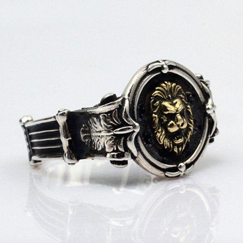 Men's Sterling Silver Lion Head Ring