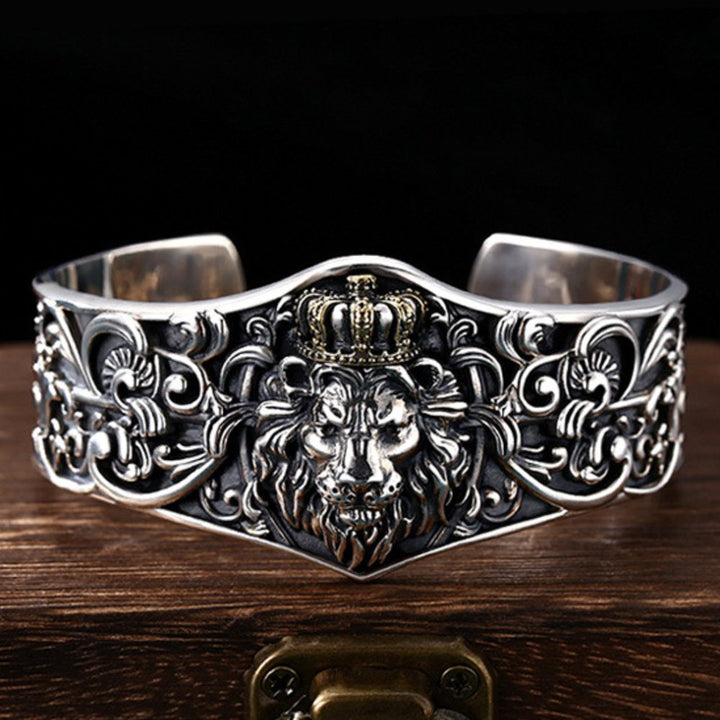 Men's Sterling Silver Lion King Cuff Bracelet