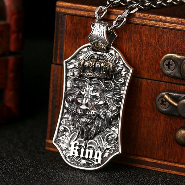 Men's Sterling Silver Lion King Necklace