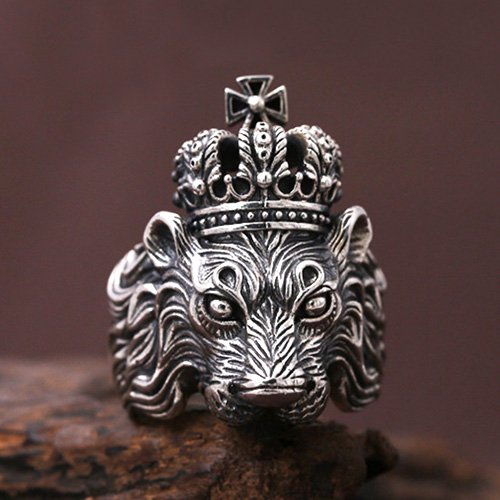 Men's Sterling Silver Lion King Ring