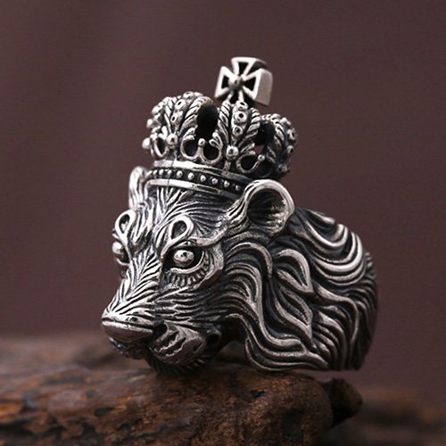 Men's Sterling Silver Lion King Ring