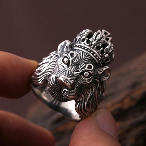 Men's Sterling Silver Lion King Ring