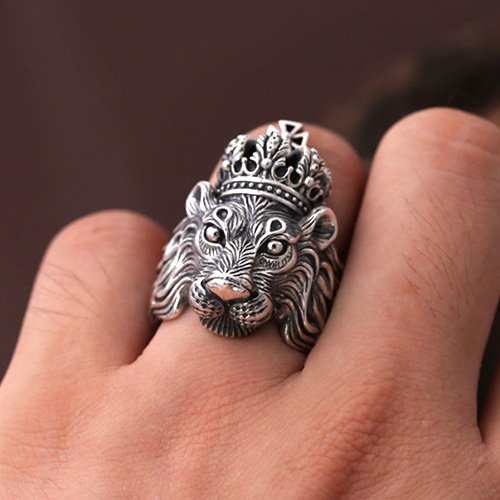 Men's Sterling Silver Lion King Ring