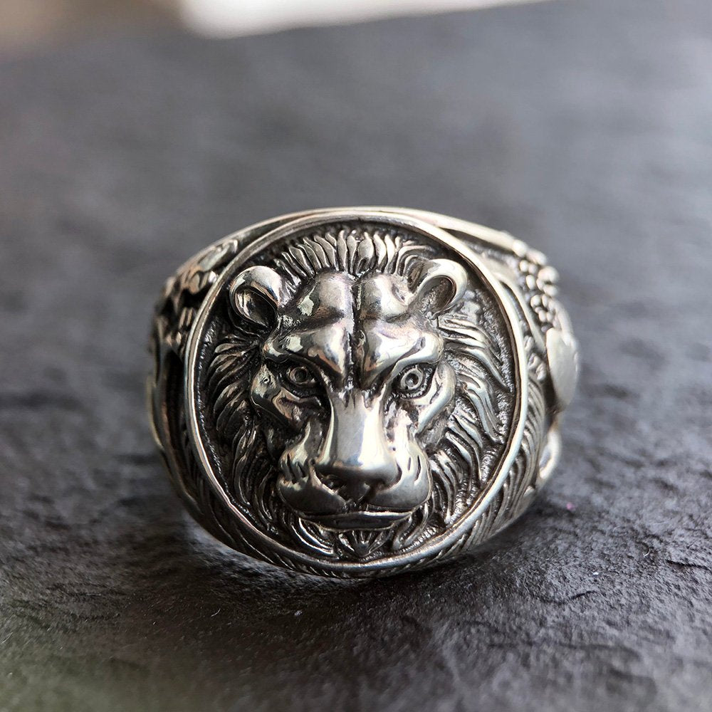 Men's Sterling Silver Lion Ring