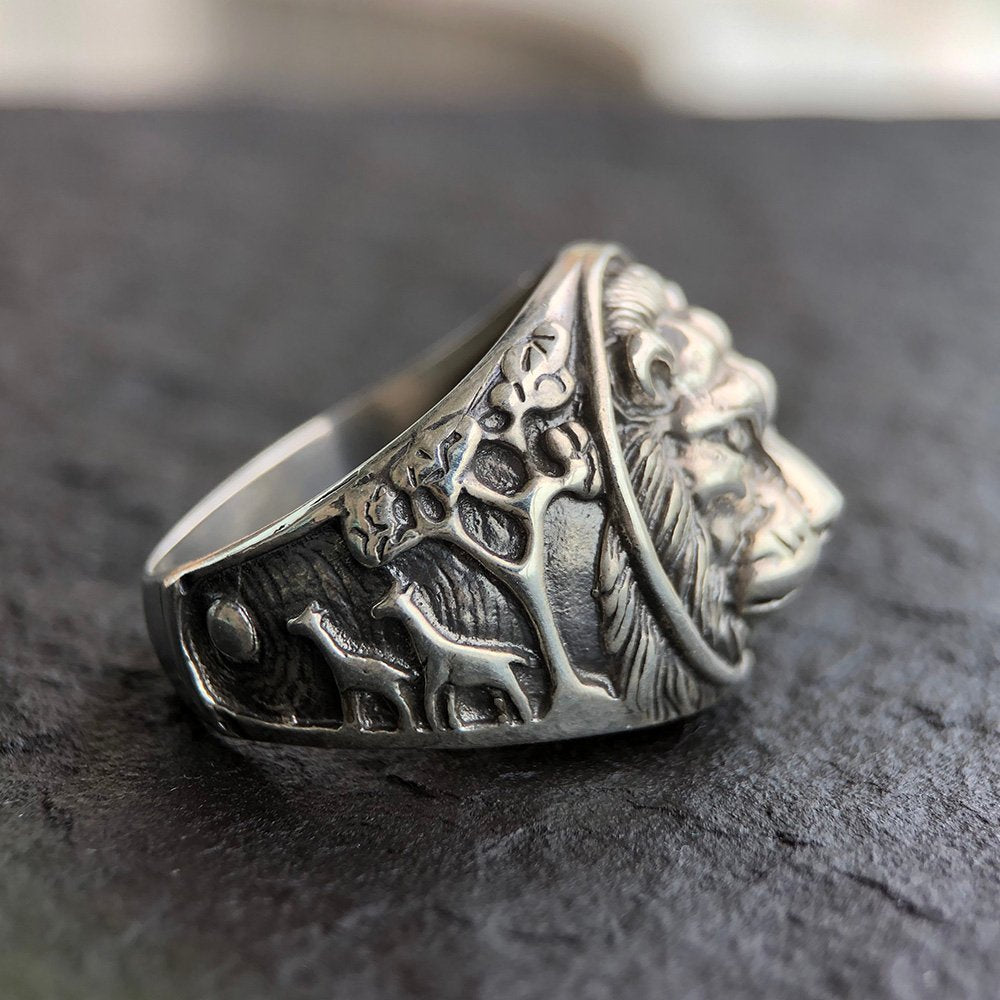 Men's Sterling Silver Lion Ring