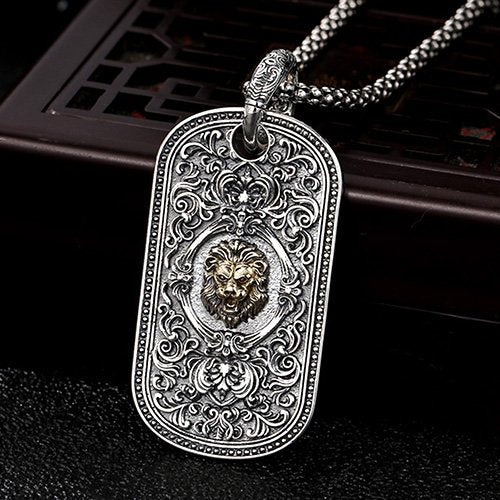 Men's Sterling Silver Lion Tag Necklace - Jewelry1000.com