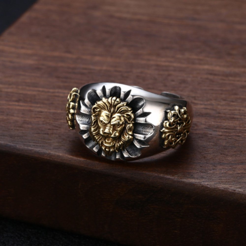 Men's Sterling Silver Lion Wrap Ring