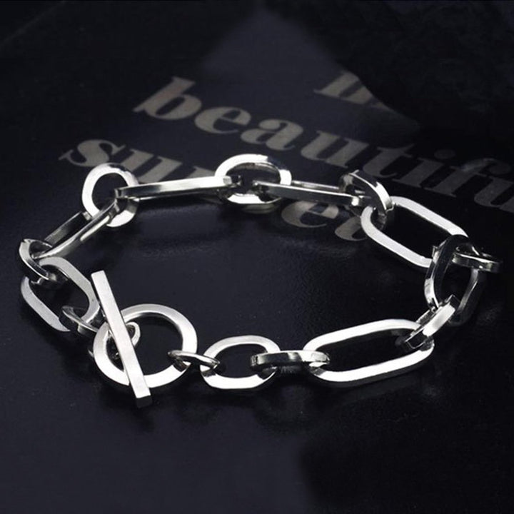 Men's Sterling Silver Minimalist Oval Link Chain Bracelet