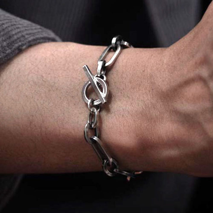 Men's Sterling Silver Minimalist Oval Link Chain Bracelet