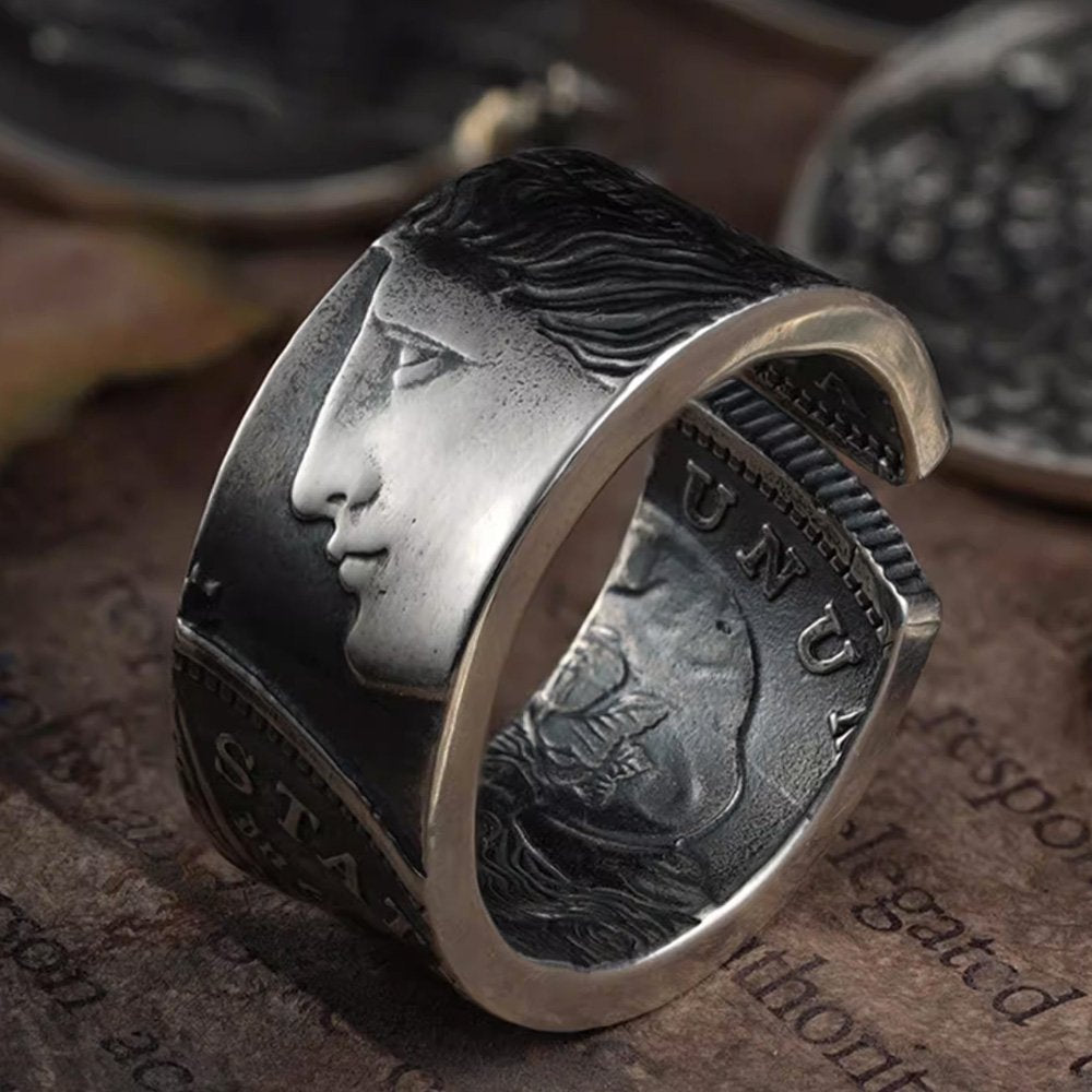 Men's Sterling Silver Morgan Dollar Coin Ring