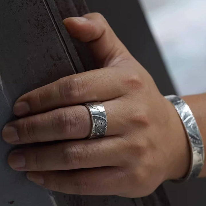 Men's Sterling Silver Morgan Dollar Coin Ring