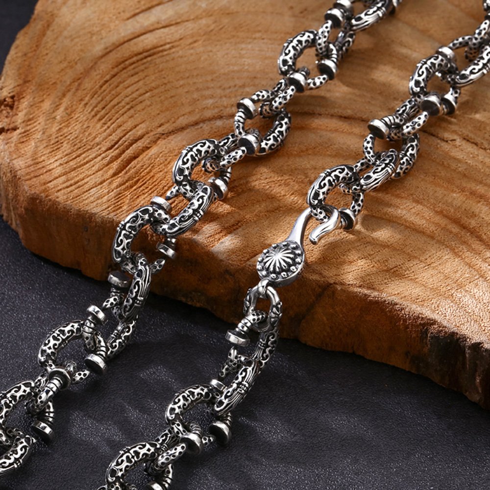 Men's Sterling Silver Nail Link Chain 18"-24"