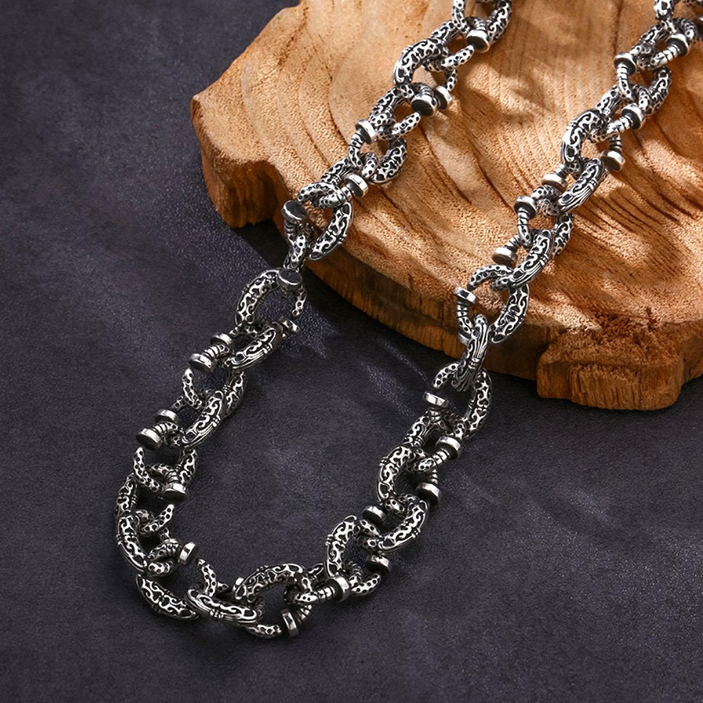 Men's Sterling Silver Nail Link Chain 18"-24"