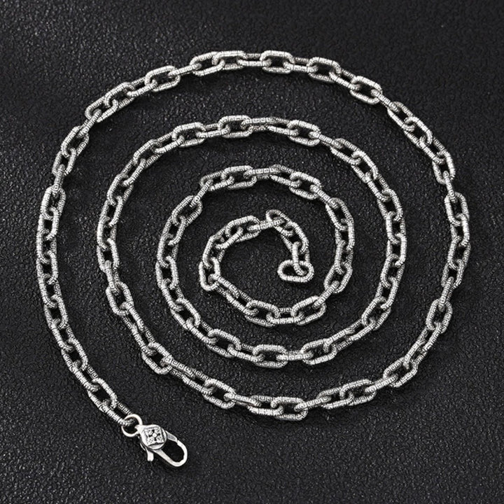 5.5mm Men's Sterling Silver Oriental Pattern Oval Link Chain 20”-28”