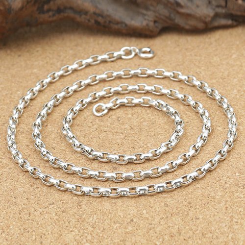 3 mm Men's Sterling Silver Oval Link Chain 18"-30”