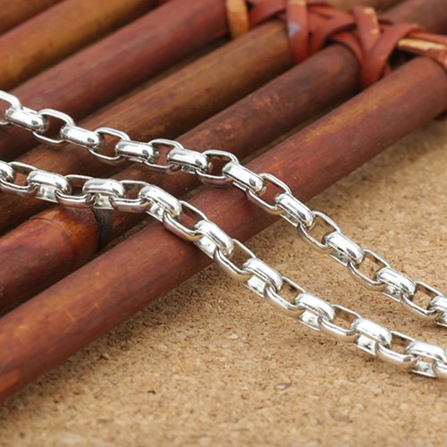 3 mm Men's Sterling Silver Oval Link Chain 18"-30”