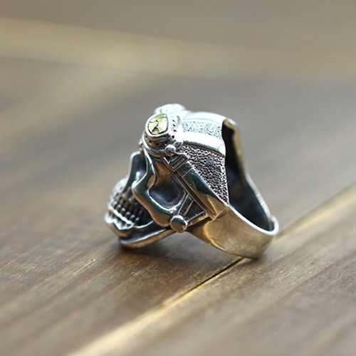 Men's Sterling Silver Pilot Skull Ring