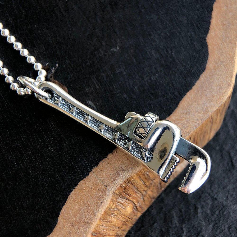 Men's Sterling Silver Pipe Wrench Necklace