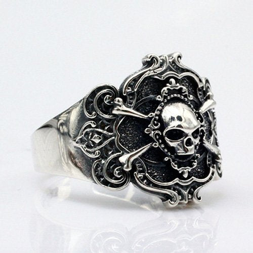 Men's Sterling Silver Pirate Skull Ring