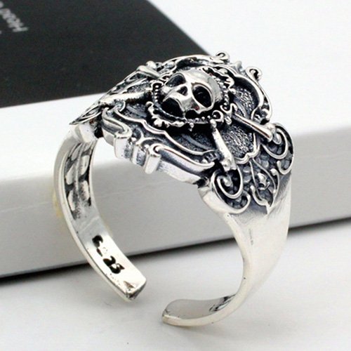 Men's Sterling Silver Pirate Skull Ring