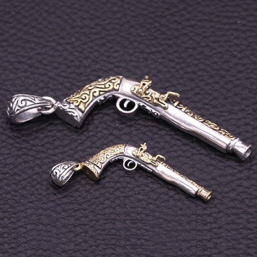 Men's Sterling Silver Pistol Pendant Necklace