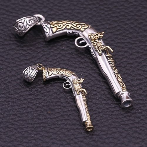 Men's Sterling Silver Pistol Pendant Necklace