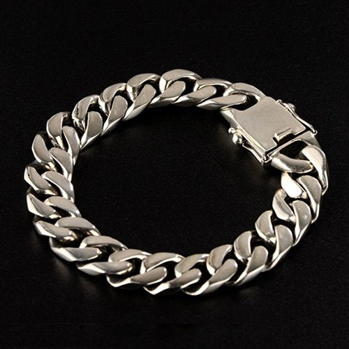 Men's Sterling Silver Plain Curb Chain Bracelet