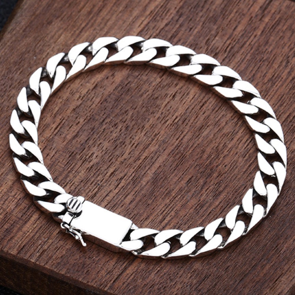 Men's Sterling Silver Plain Curb Chain Bracelet - Main Image