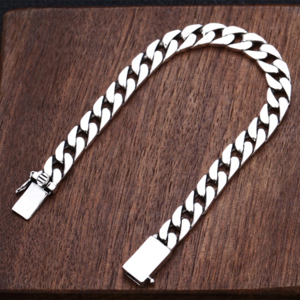 Men's Sterling Silver Plain Curb Chain Bracelet