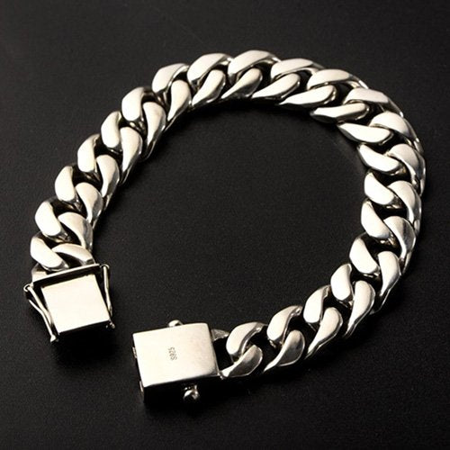 Men's Sterling Silver Plain Curb Chain Bracelet