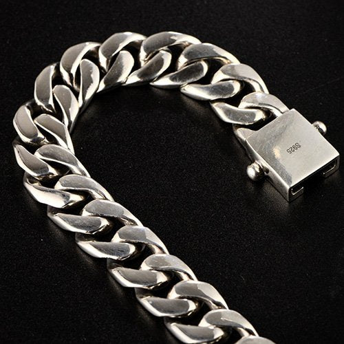 Men's Sterling Silver Plain Curb Chain Bracelet