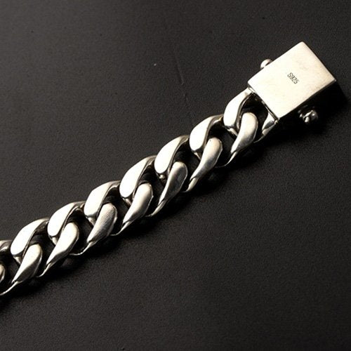 Men's Sterling Silver Plain Curb Chain Bracelet