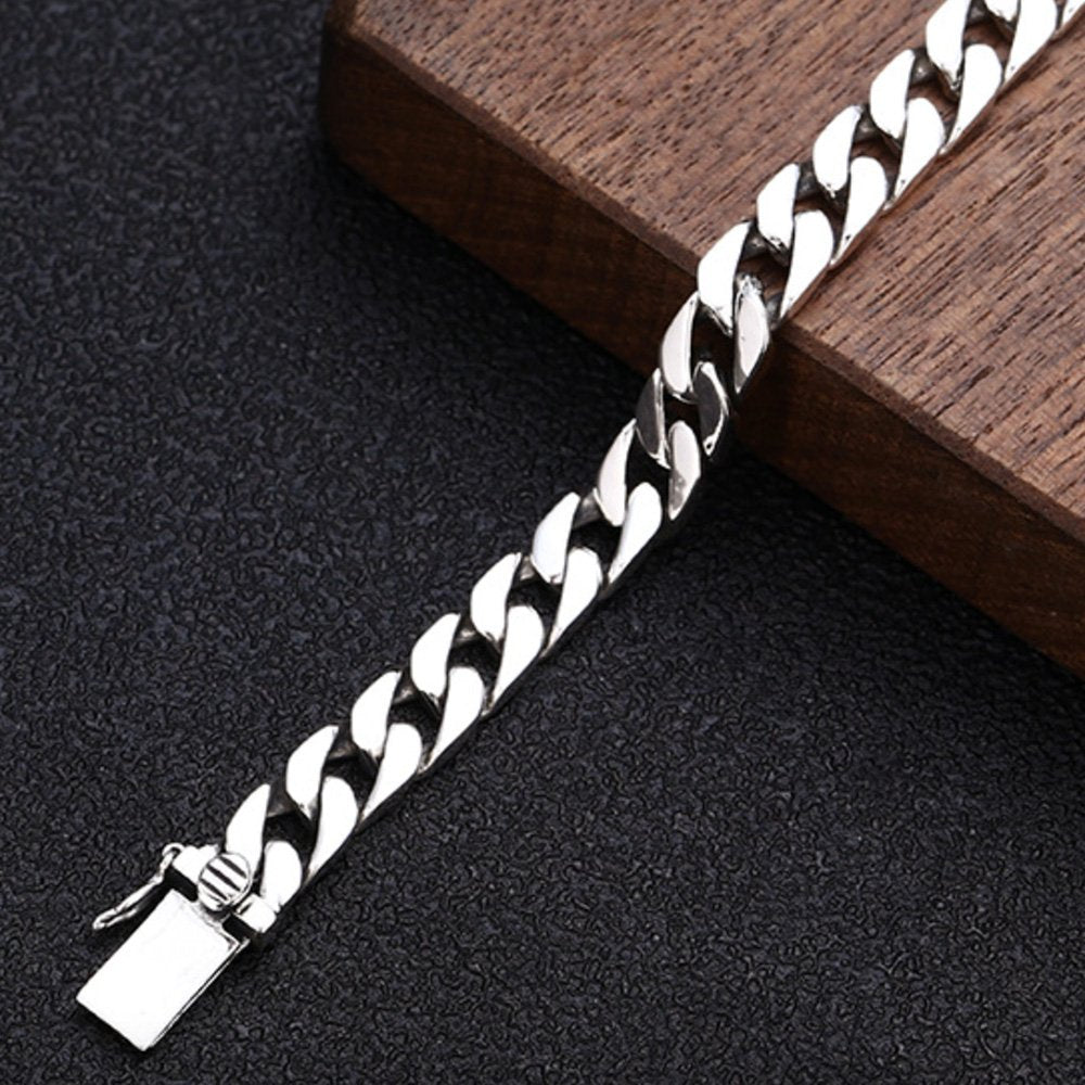 Men's Sterling Silver Plain Curb Chain Bracelet