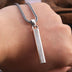Men's Sterling Silver Plain Square Bar Pendant Necklace