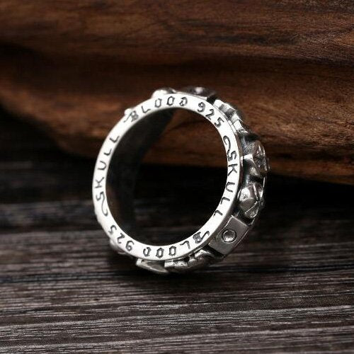 Men's Sterling Silver Poker Suits Skull Ring