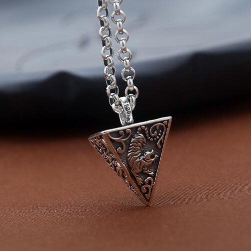 Men's Sterling Silver Pyramid Pendant Necklace