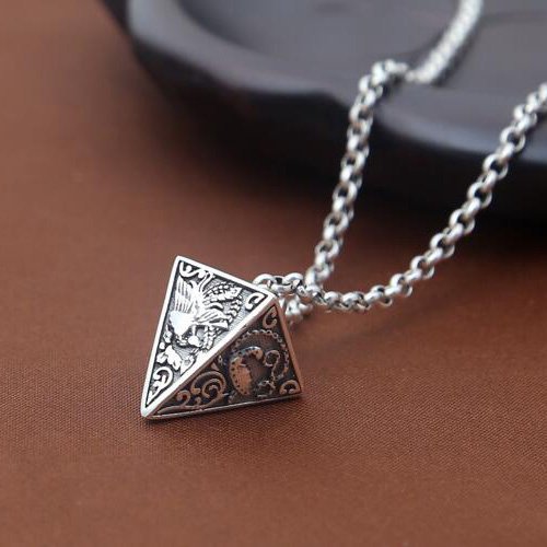 Men's Sterling Silver Pyramid Pendant Necklace