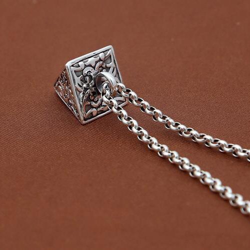 Men's Sterling Silver Pyramid Pendant Necklace