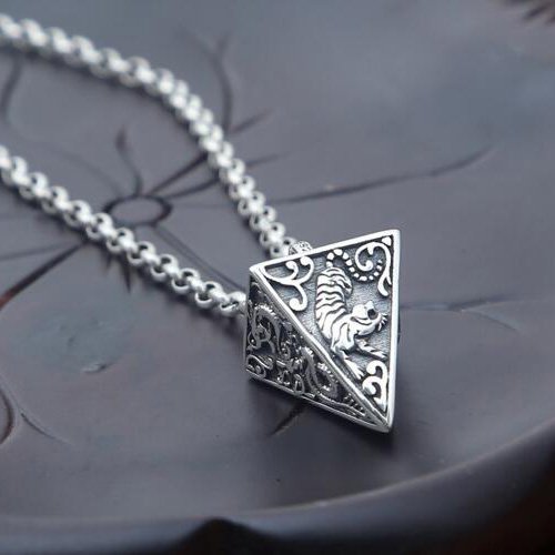 Men's Sterling Silver Pyramid Pendant Necklace