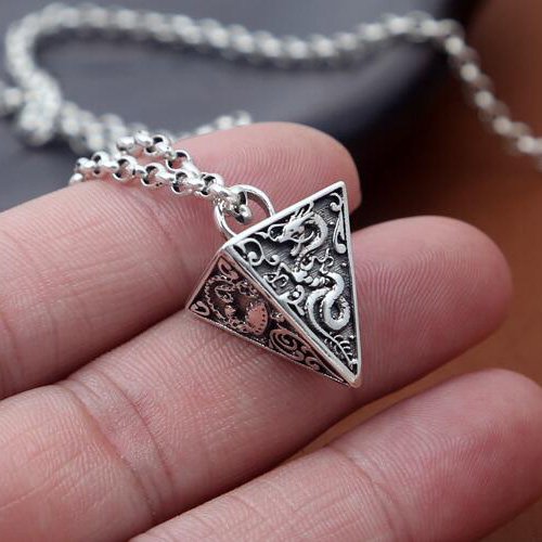 Men's Sterling Silver Pyramid Pendant Necklace