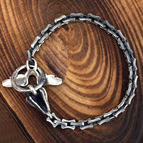 Men's Sterling Silver Raven Skull Chain Bracelet