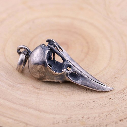 Men's Sterling Silver Raven Skull Necklace 