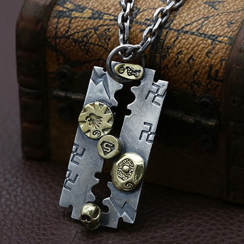 Men's Sterling Silver Razor Blade Necklace