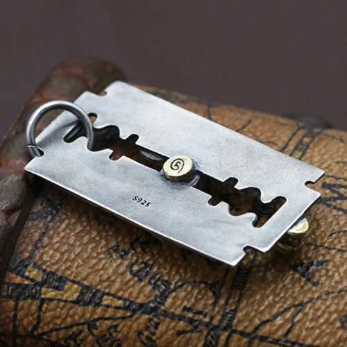 Men's Sterling Silver Razor Blade Necklace