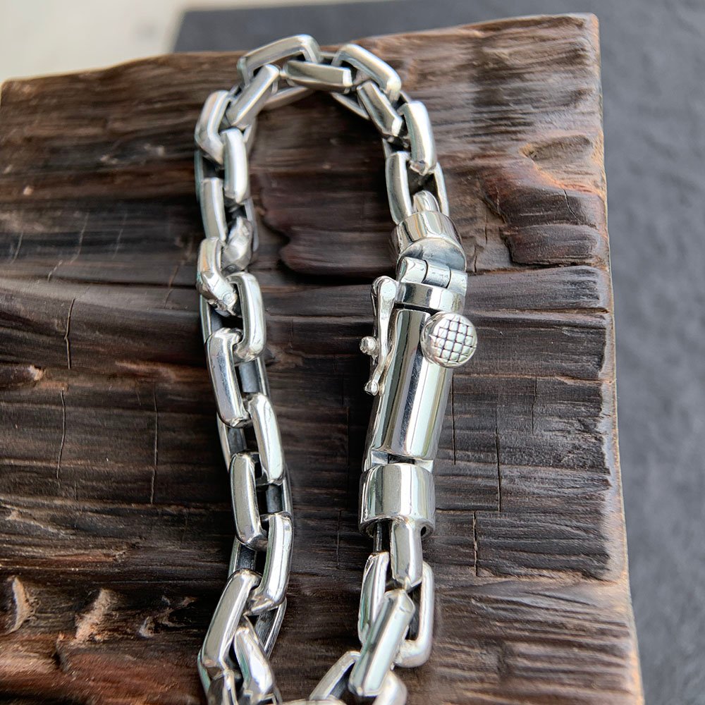 Men’s Sterling Silver Link Bracelet – Rectangle Chain | Silver Bracelet ...