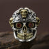 Men's Sterling Silver Red Eyes Skull Ring