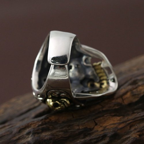 Men's Sterling Silver Red Eyes Skull Ring