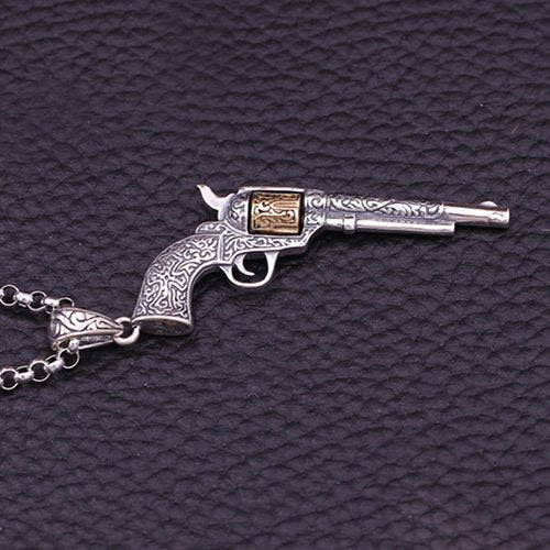 Men's Sterling Silver Revolver Pendant Necklace